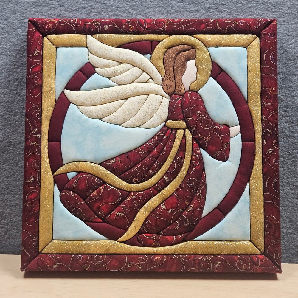 Completed Quilt Magic Angel No Sew Quilted Wall Hanging Frame Art Craft Vintage